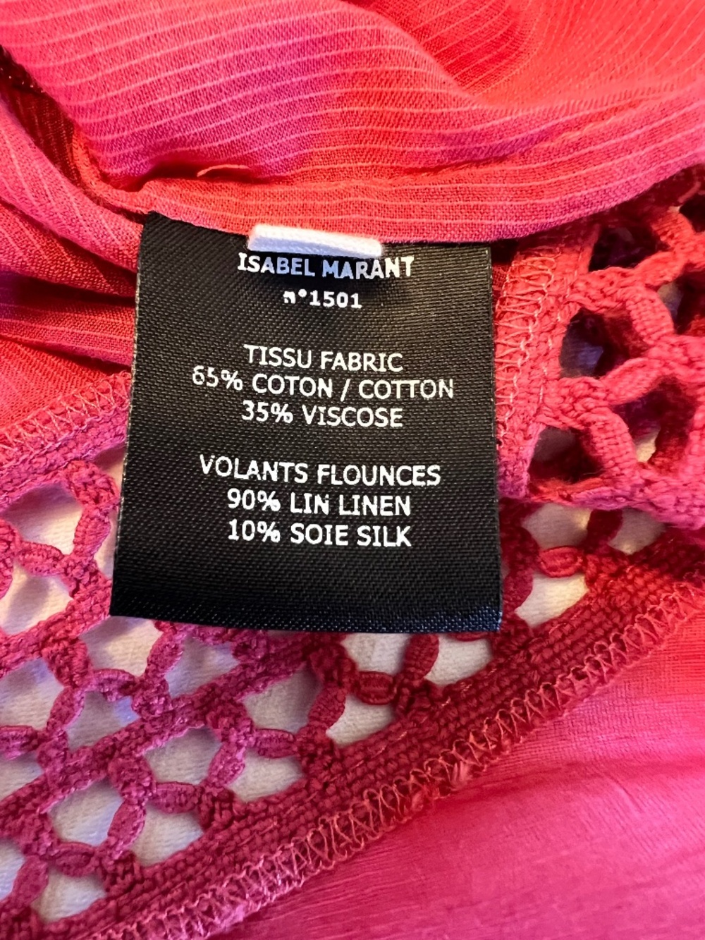 *FIRM PRICE* Isabel Marant Crocheted Lace and Ruffle Blouse - Picture 11 of 12